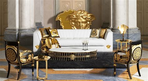 versace style furniture|living room with Versace painting.